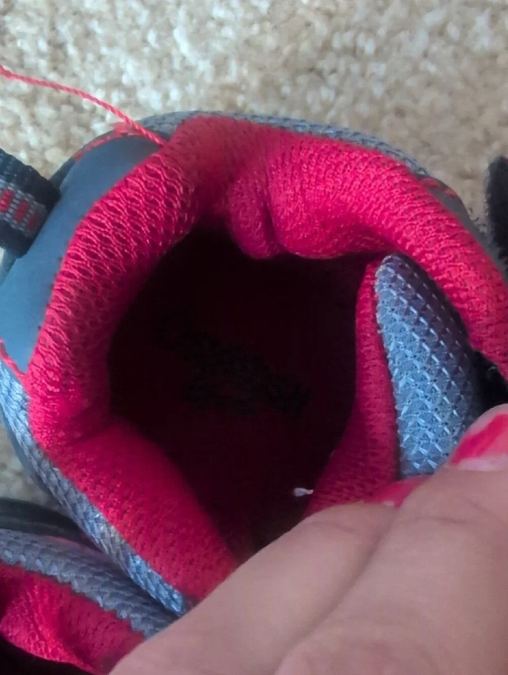 OshKosh B'gosh Gray and Red Kids Hook-and-Loop Sneakers